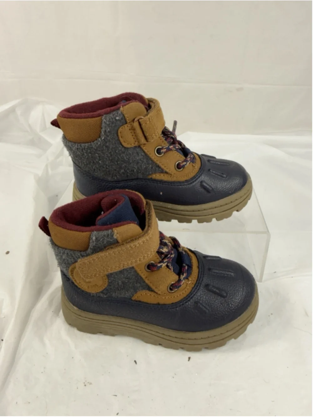 Carter's Freddie Boots Toddler Boys Size 7 Brown Snow Winter Lined Hook Loop